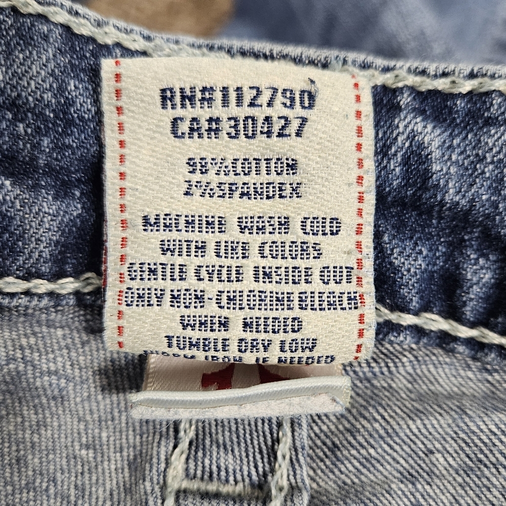 True Religion Boot Cut Jeans Rainbow Stitching Size 26 Made In USA Y2K Low Rise - Picture 6 of 14